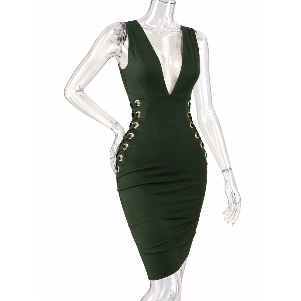 Iris fitted dress Olive Green SKUW275